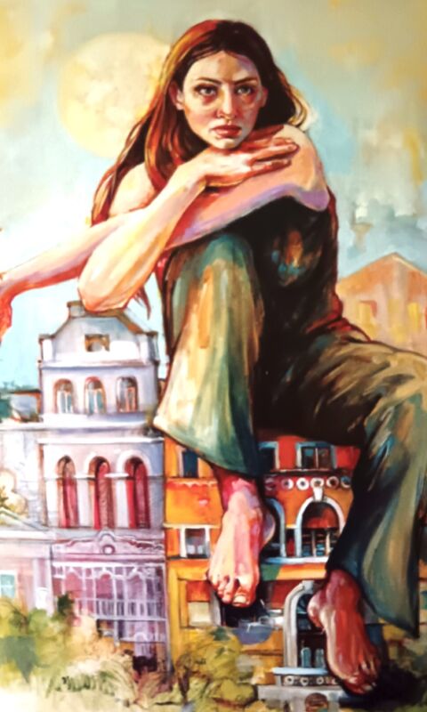 Јелена Тијанић Савић, „Теодорини двори“, уље на платну