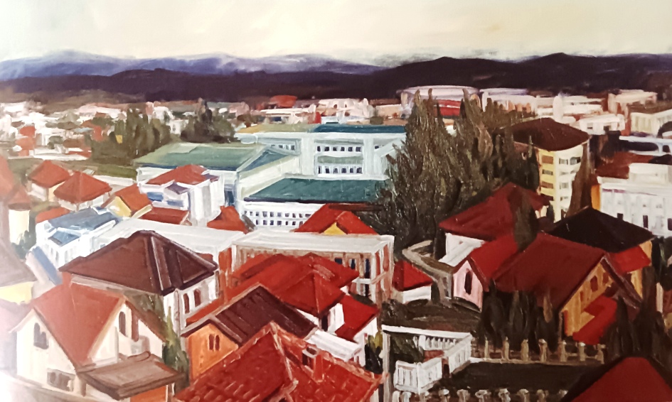 Маја Пољак Петровић, „Свитање“ (из циклуса Панорама Врњачке Бање), уље на платну